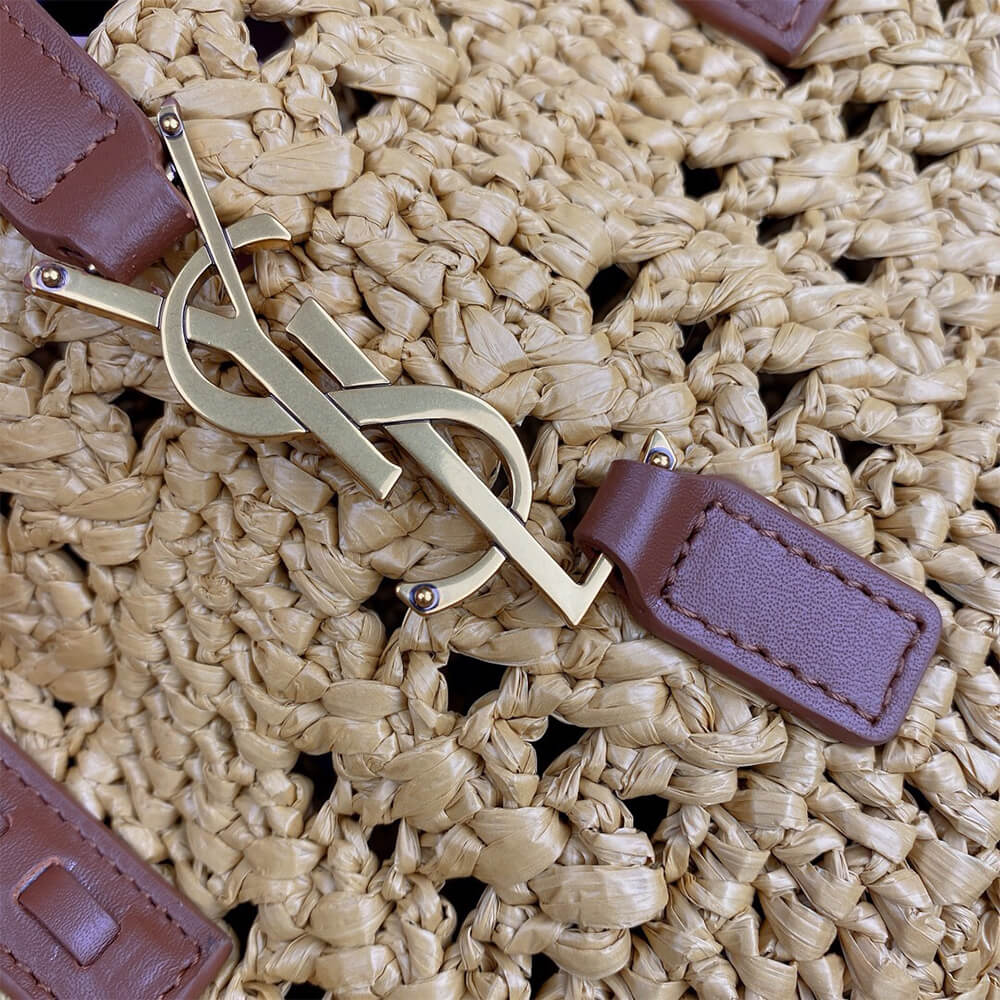 6-85-6.jpg YSL Medium Panier Raffia Bag In Brown - Image 6