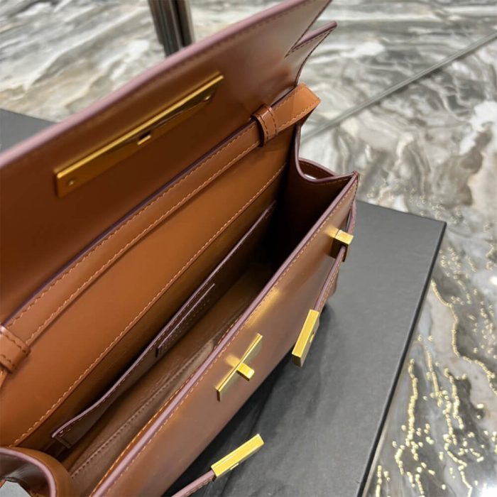 MANHATTAN SMALL SHOULDER BAG IN BOX SAINT LAURENT LEATHER - Image 8