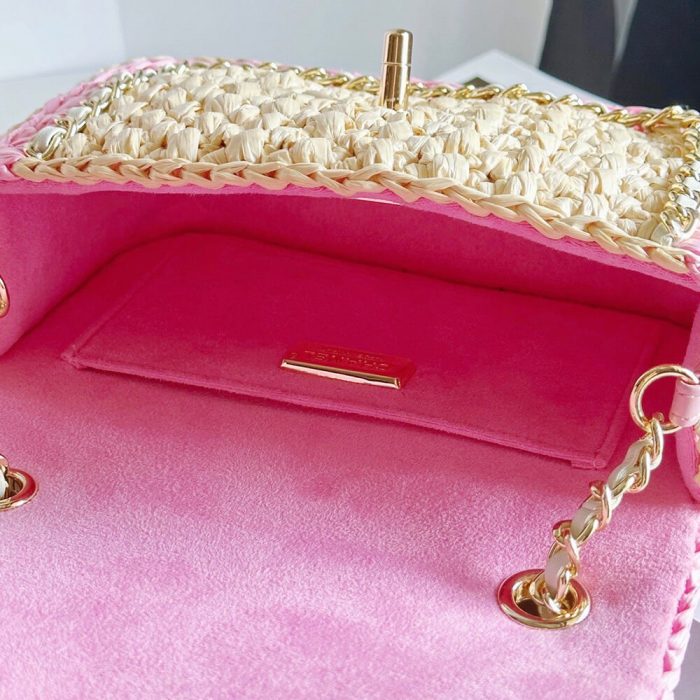 Chanel Beige Raffia Chain Handbag(HIGH-END GRADE) - Image 8